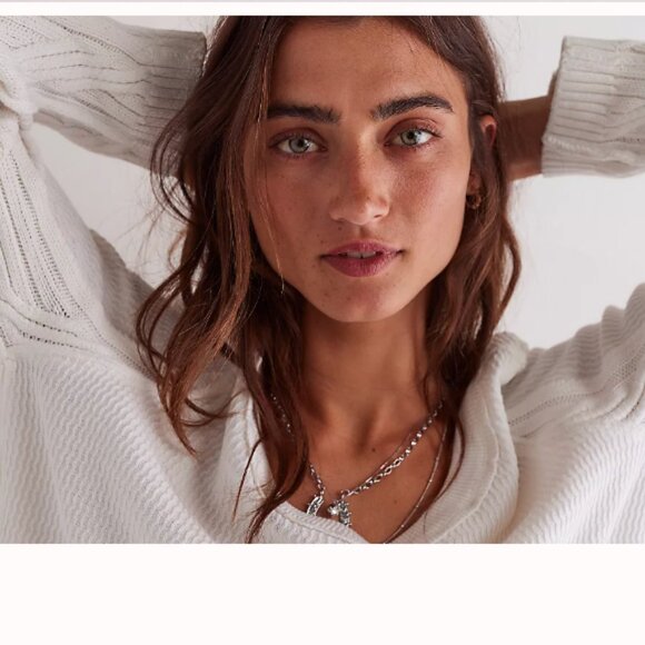 new Free People Swinging Cable 100% cotton Cuff Top Shirt (252) - Picture 6 of 10